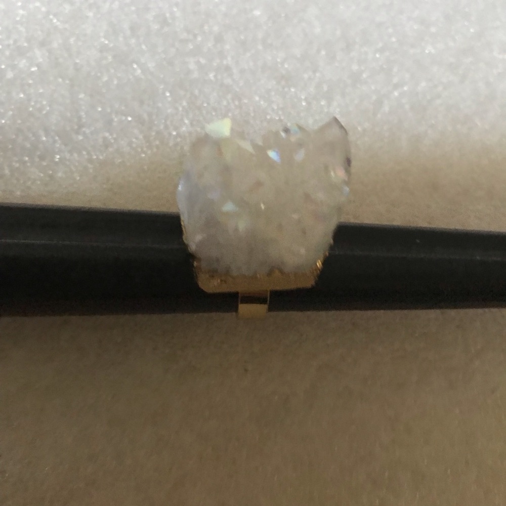Gold-Fild  White Druzy Statement Ring - Women Jewelry